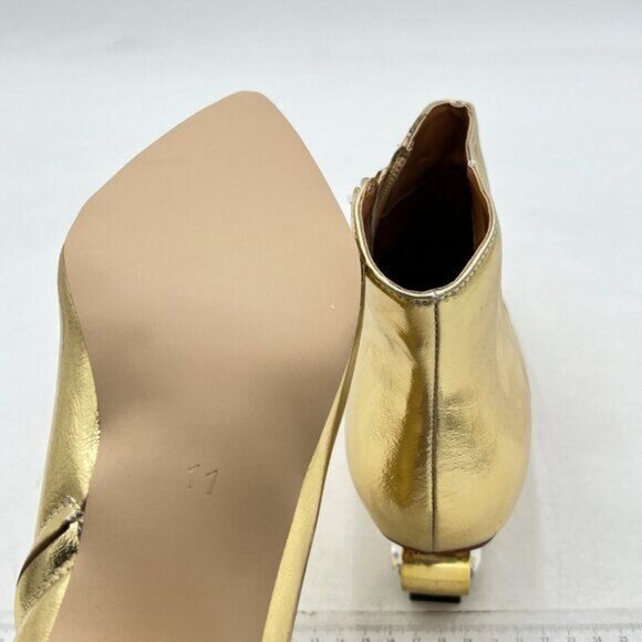 XYD Women Crystal Low Heel Ankle Boots Pointed Toe Shoes Side Zipper Prom Gold - Picture 6 of 7